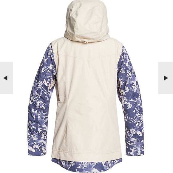 Roxy Women's Ceder Jacket 10k DryFlight Technology Denim Bleached Flowers Ski - Picture 6 of 8